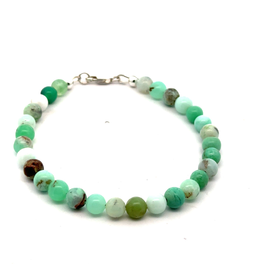 Chrysoprase Gemstone Bracelet grouping on white front view