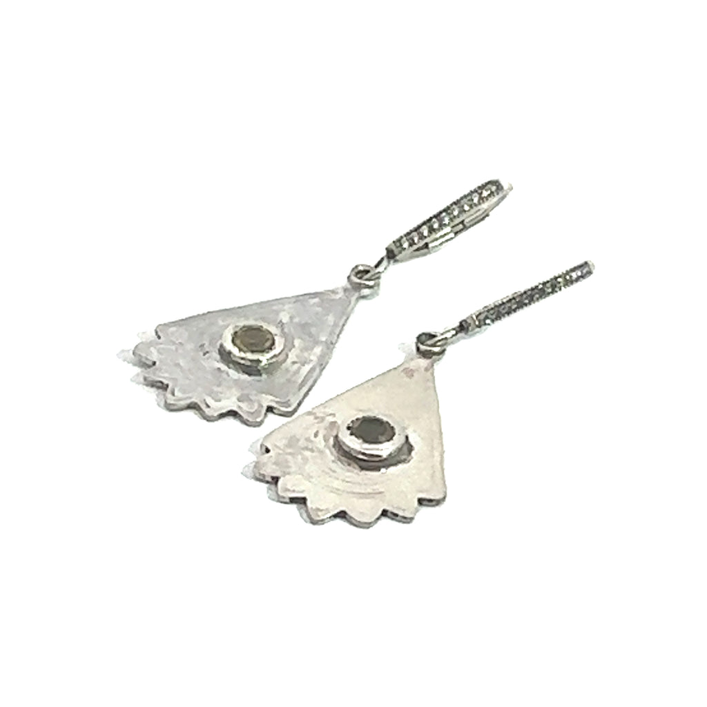 Citrine Gemstone Earrings on white  front angled overview