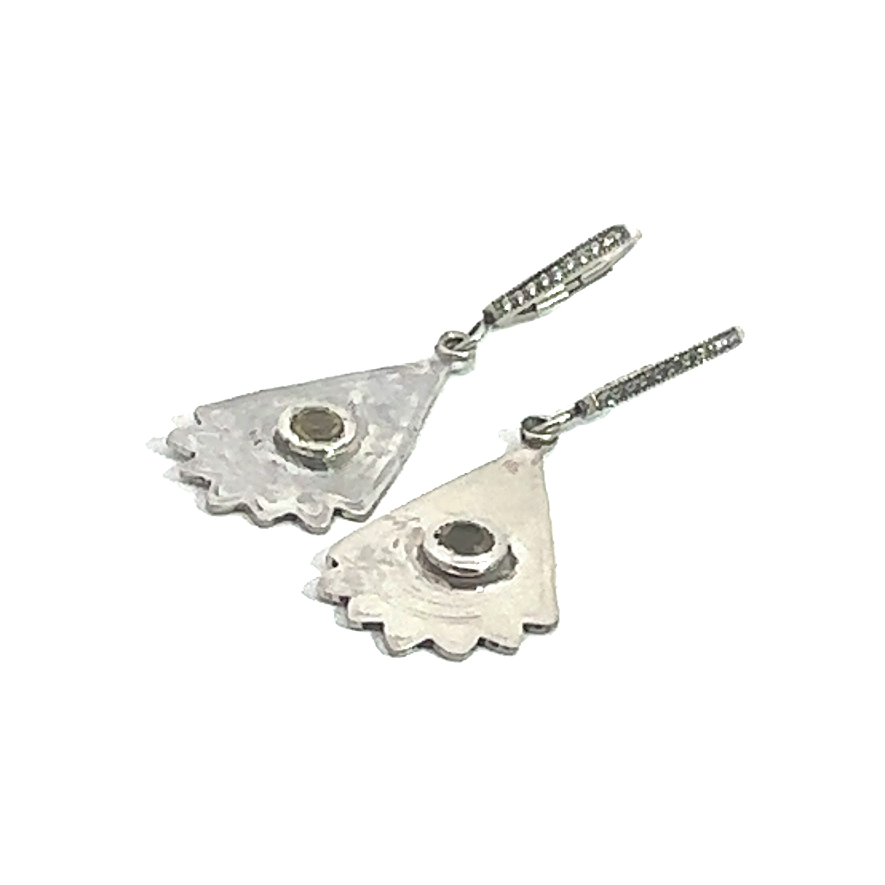 Citrine Gemstone Earrings on white  front angled overview