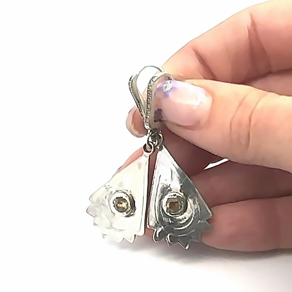 Citrine Gemstone Earrings on white  front center overview in hand