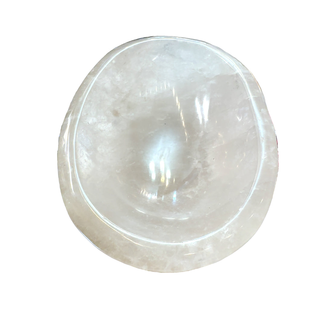 Clear Quartz Gemstone Bowl on white center overview