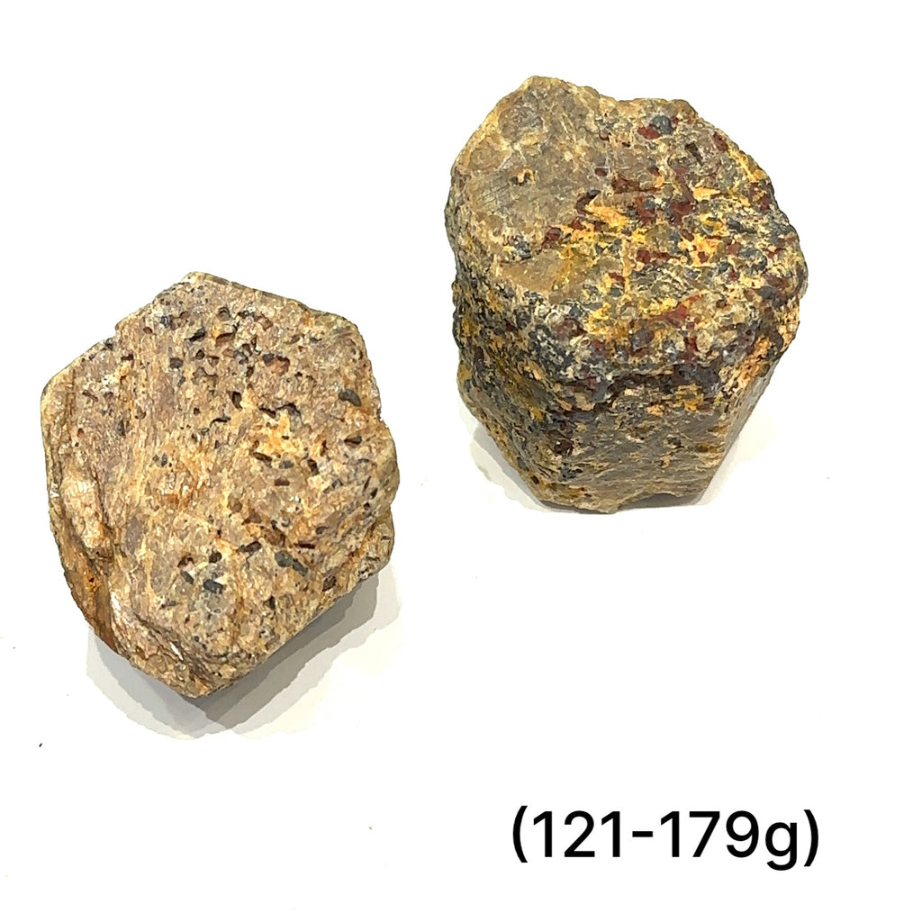 Close-up of Golden Sapphire crystal showing Hematite and Rutile inclusions of (121-179g) on white front view