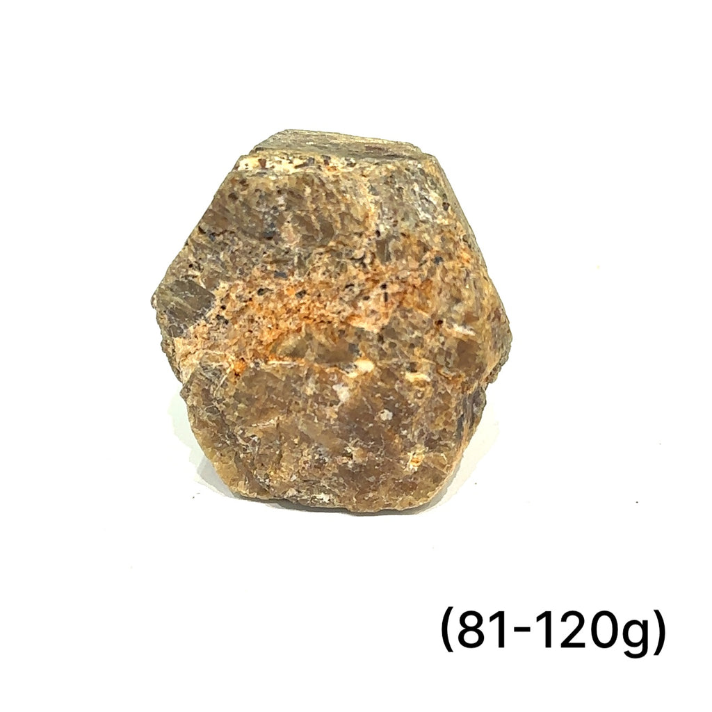 Close-up of Golden Sapphire crystal showing Hematite and Rutile inclusions of (81-120g) on white front view