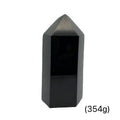 Close-up of a collection of Black Tourmaline crystal showing natural striations and deep black luster on a white background front view (354g)