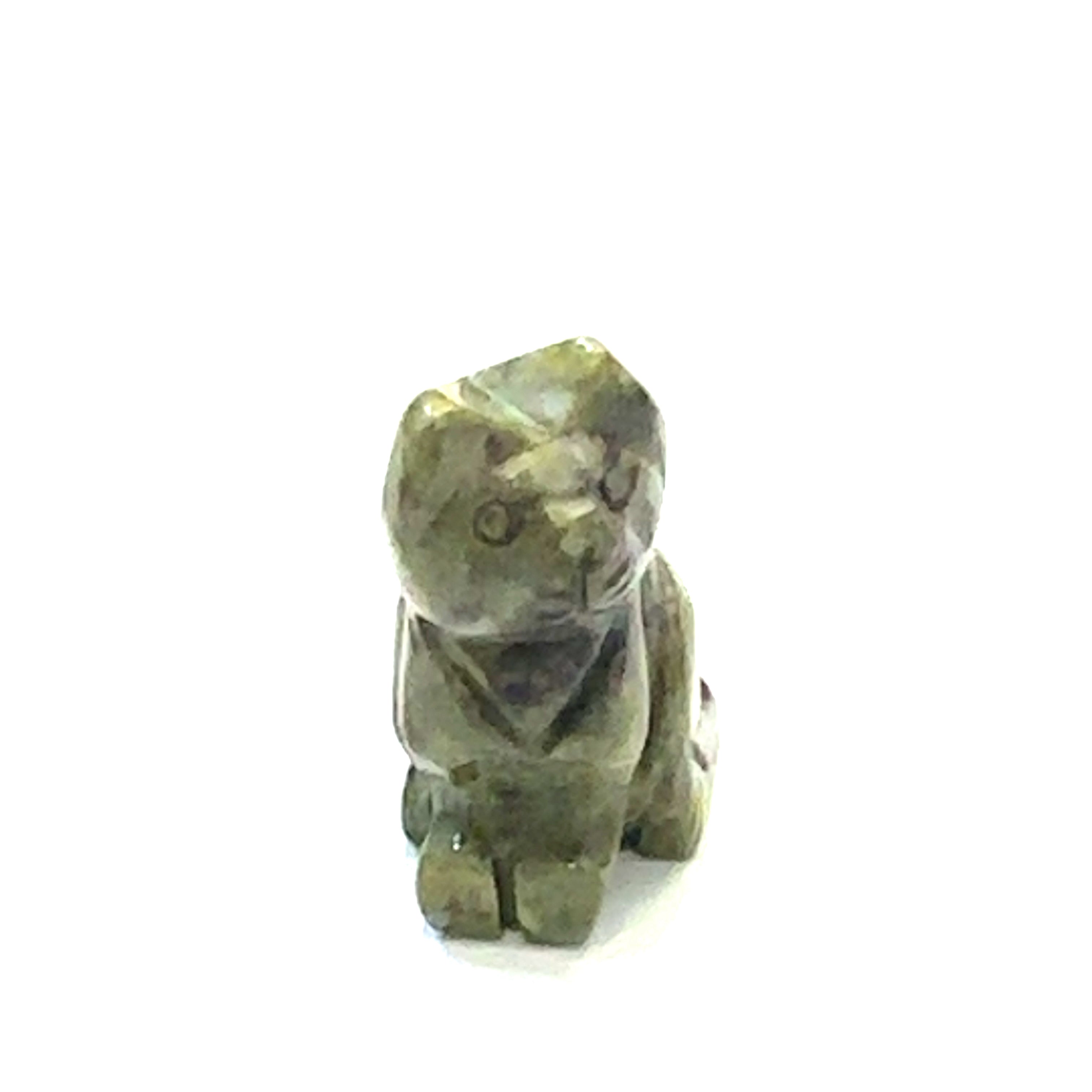 Close-up of polished gemstone cat  of Dragon Jasper showing crystal texture and color variation. On white  background front overview