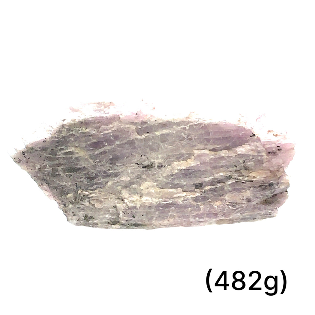 Extra-Large Raw Pink Kunzite Collector Gemstone (482g) on white front view