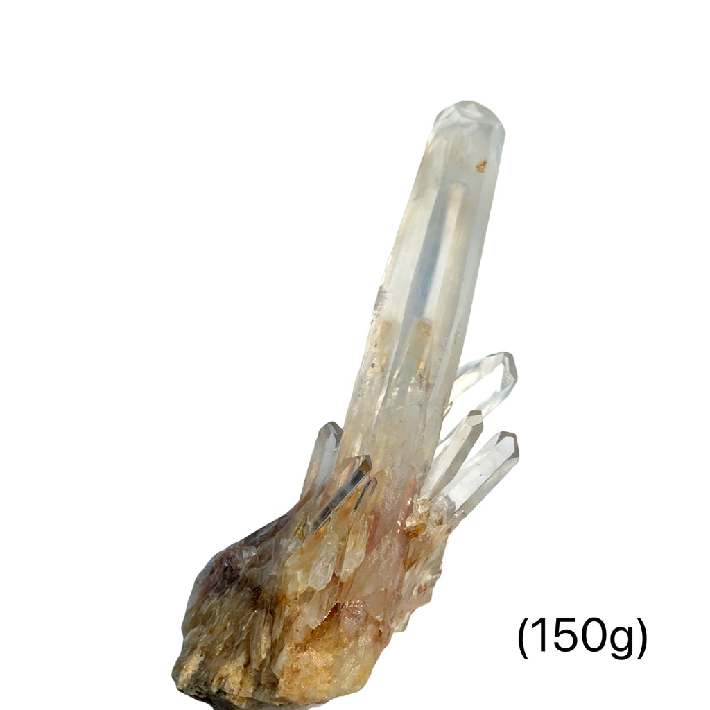 Colombian Blue Mist Lemurian Quartz Point/Cluster 150g on white front view