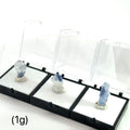 Dumortierite in Quartz 1g on white in perky box front view 