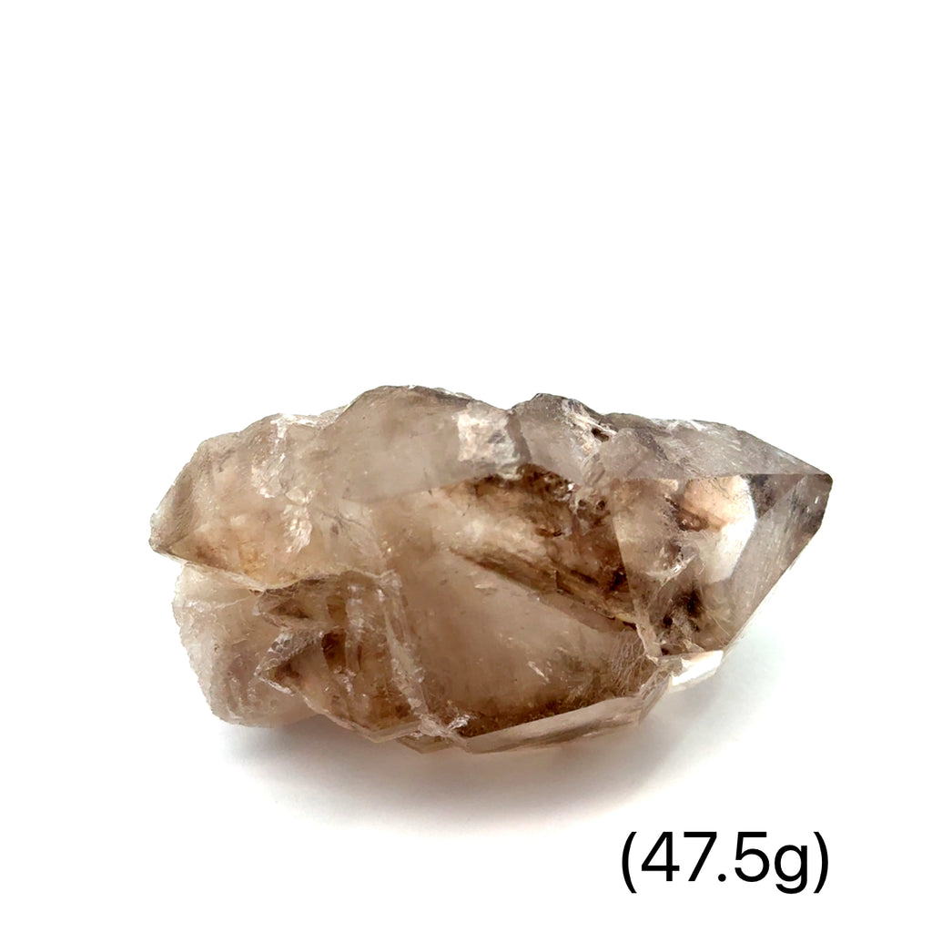 Elestial Smokey Quartz Gemstone 47.5g on white front view