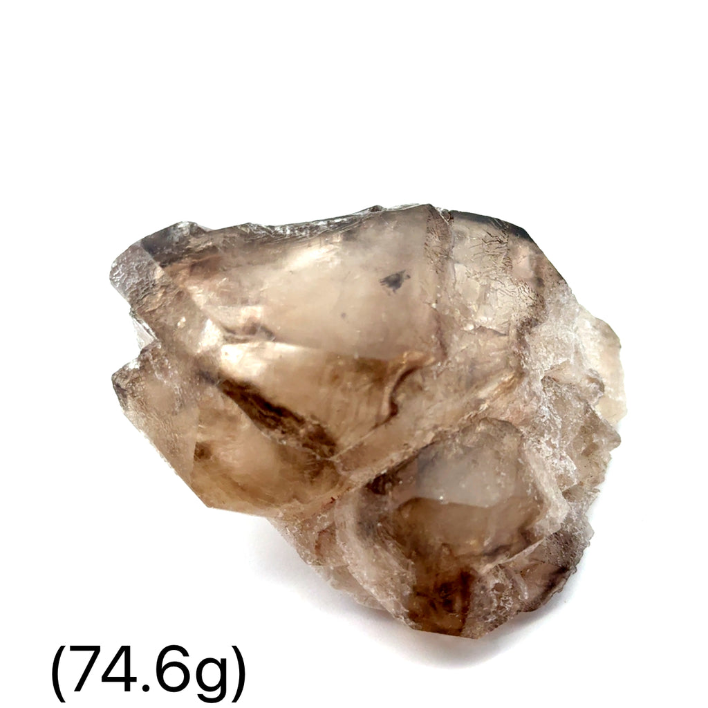 Elestial Smokey Quartz Gemstone 74.6g on white front view