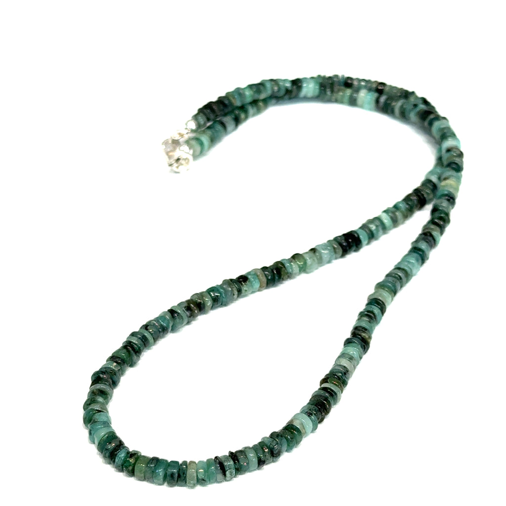 Emerald gemstone  Necklace on white center overview