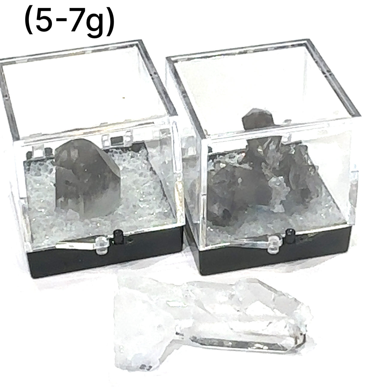 Ethically sourced Brookite in Quartz gemstone for chakra healing and spiritual growth (5-7g)  in perky boxes on a white front overview