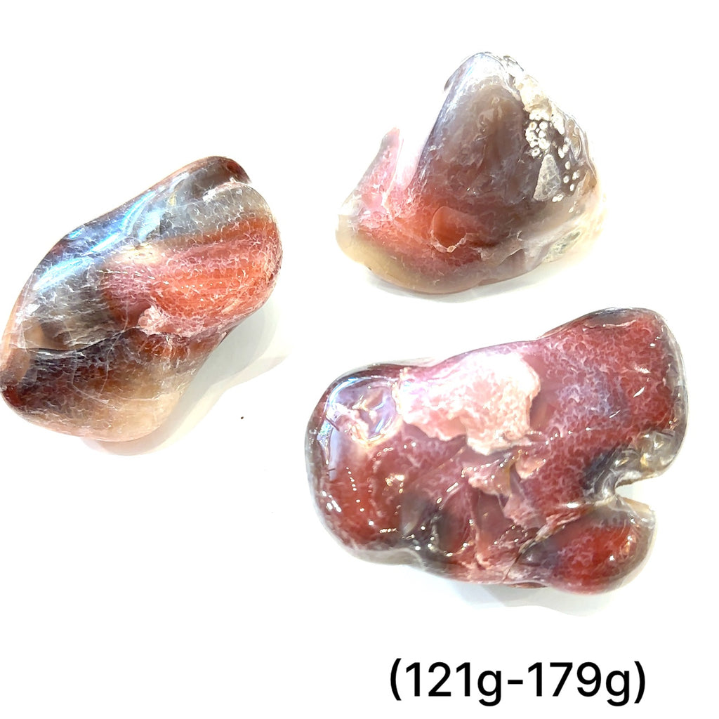 Ethically sourced Malawi Agate tumbled gemstone with natural earthy tones gemstone (121-179g) on white overview 