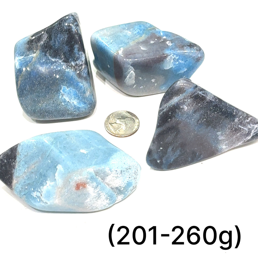 Ethically sourced tumbled Trolleite gemstone free‑form crystal for manifestation and meditation grouping of (201-260g) on white overview
