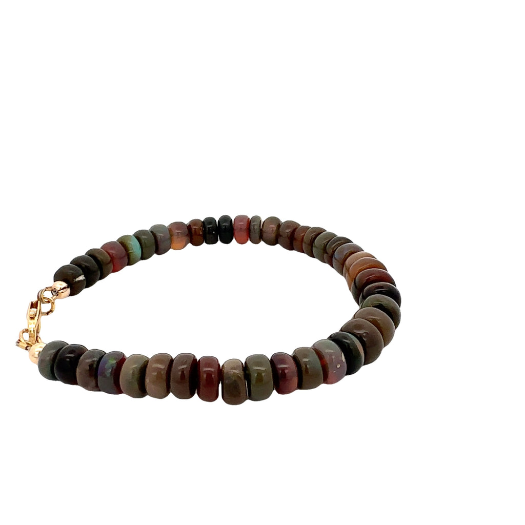 Ethiopian Black Opal Gemstone Bracelet  on white left angle view 