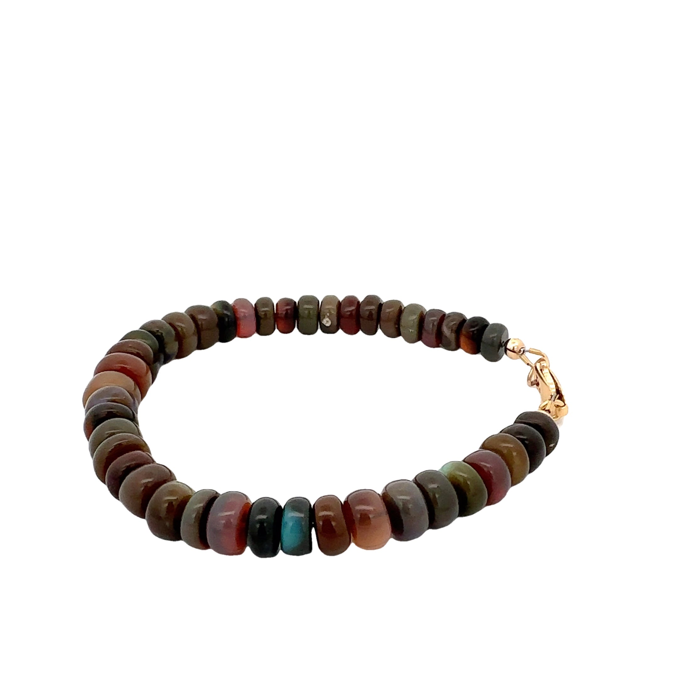 Ethiopian Black Opal Gemstone Bracelet  on white right angle view 