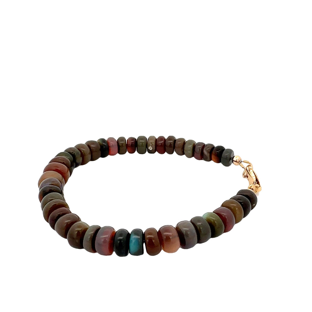 Ethiopian Black Opal Gemstone Bracelet  on white right angle view 