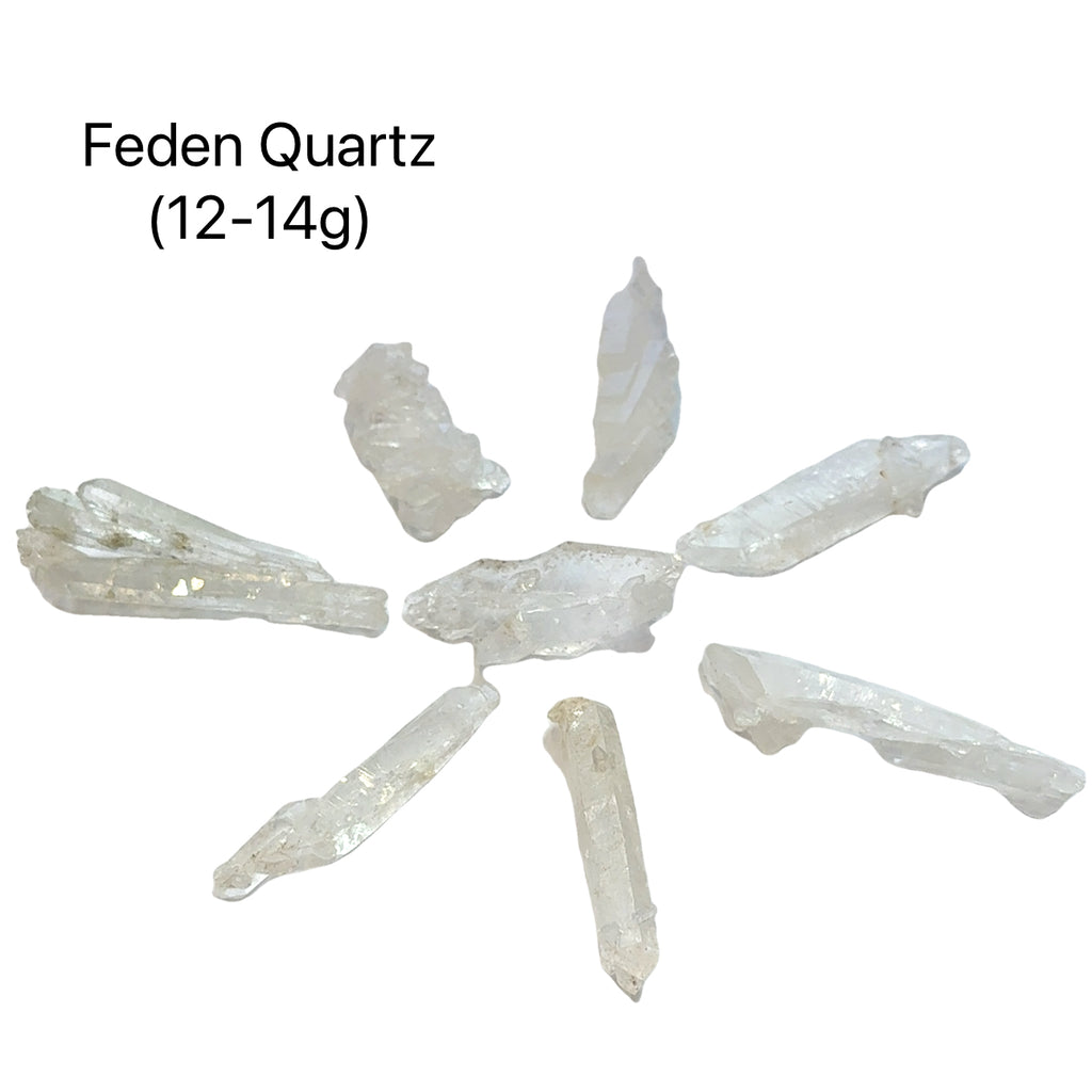 Faden Quartz Gemstone grouping 12-14g on white overview