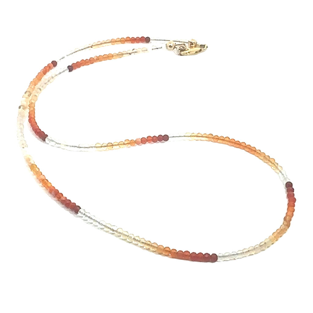 Fire Opal Gemstone Beaded Necklace on white center overview