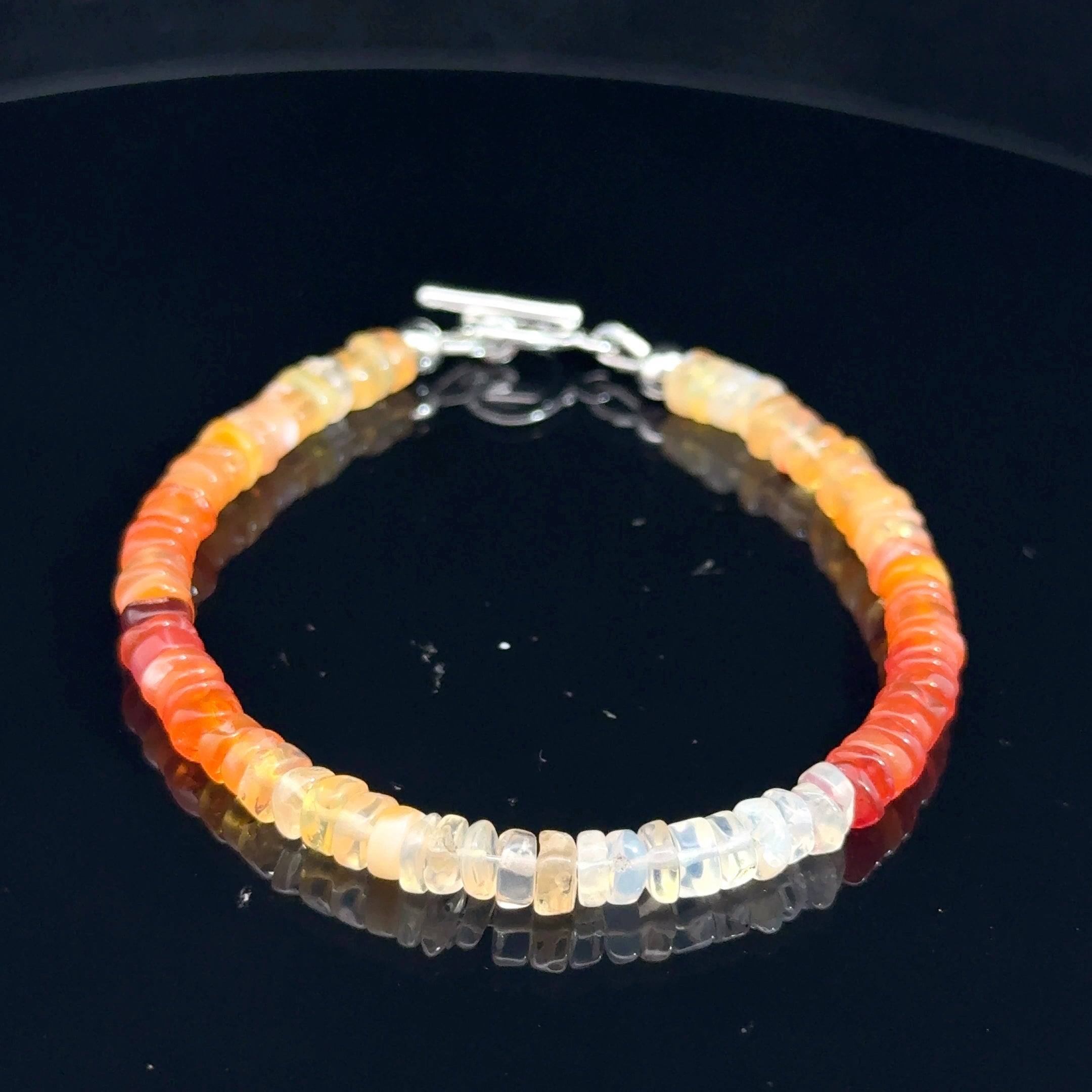 Fire Opal Gemstone bracelet  on black above
