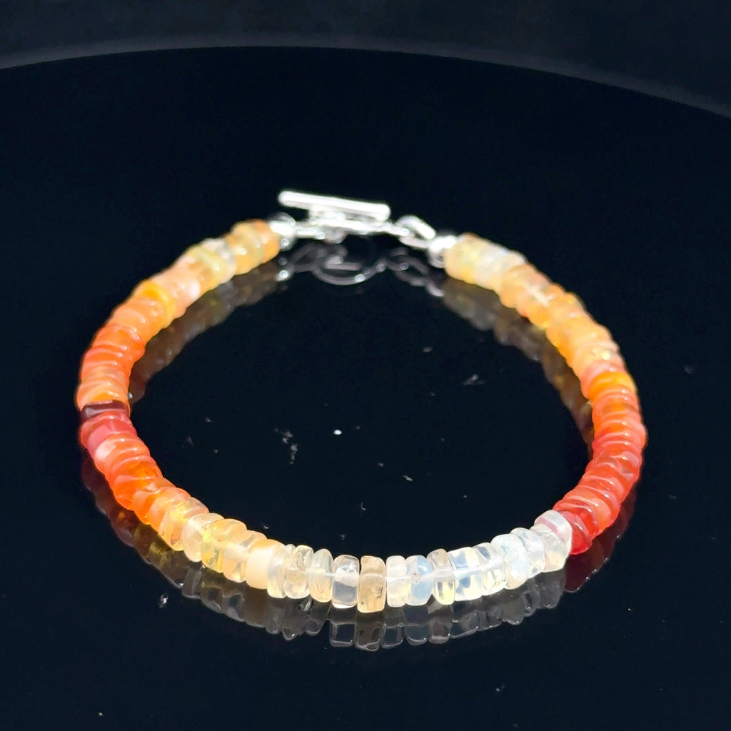 Fire Opal Gemstone bracelet  on black above