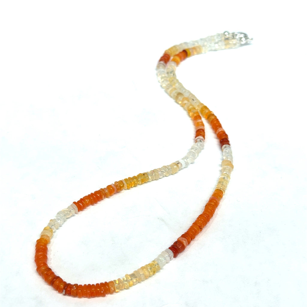 Fire Opal Gemstone necklace on White front