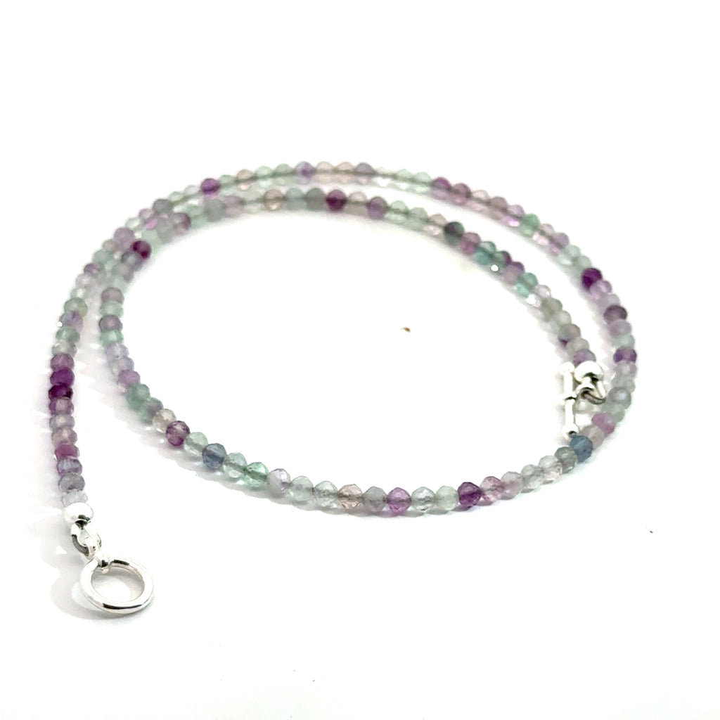 Fluorite Gemstone Necklace on white front overview 