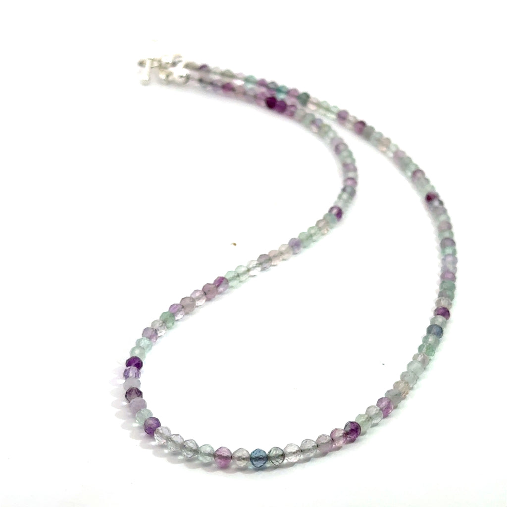 Fluorite Gemstone Necklace on white front view