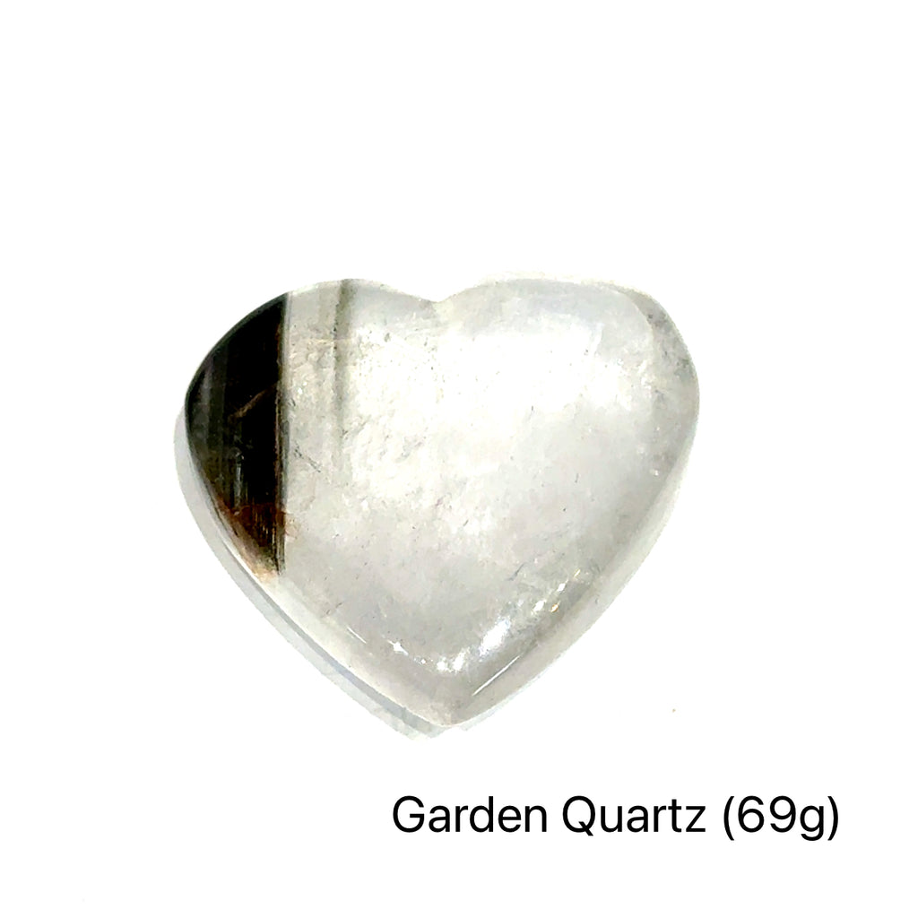 Garden Quartz Heart Carving on white 69g overview