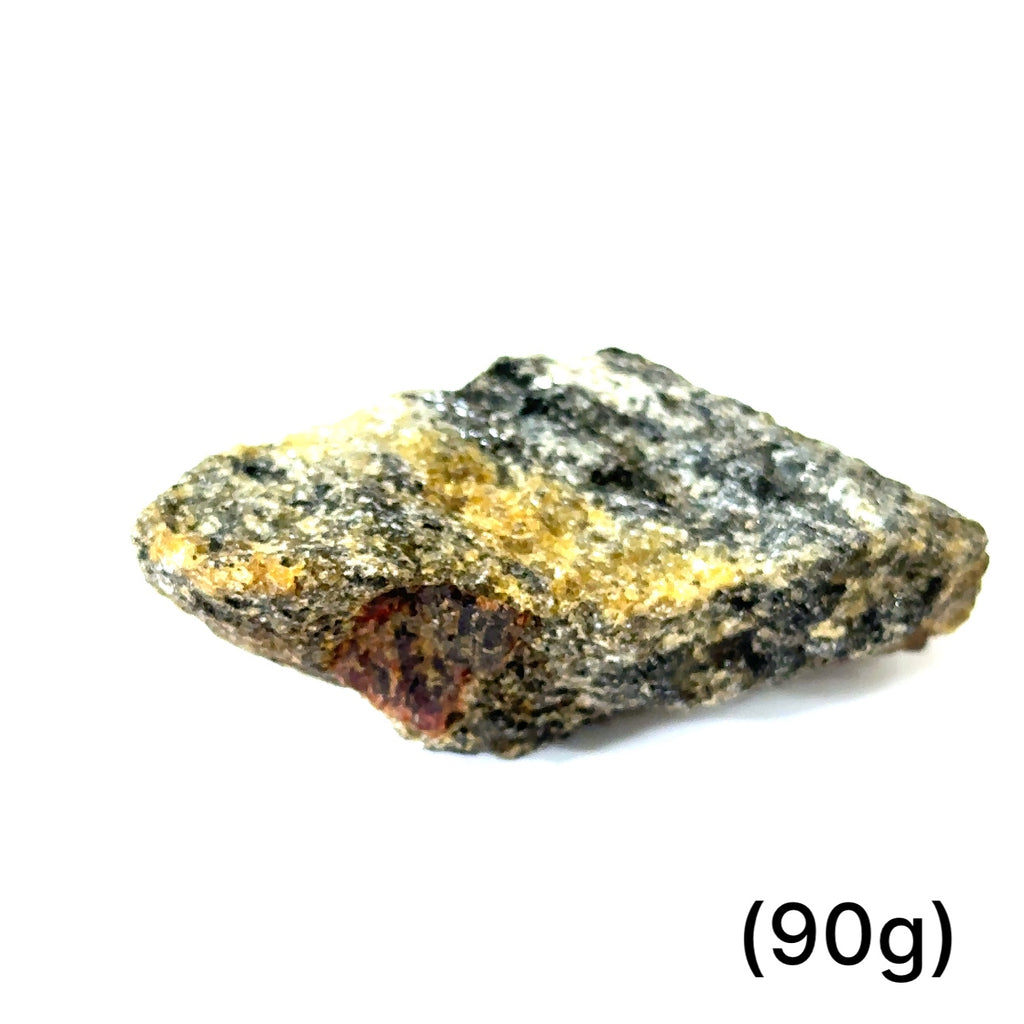 Garnet crystal mined in New York Adirondacks for protection and guidance (90g) on white overview