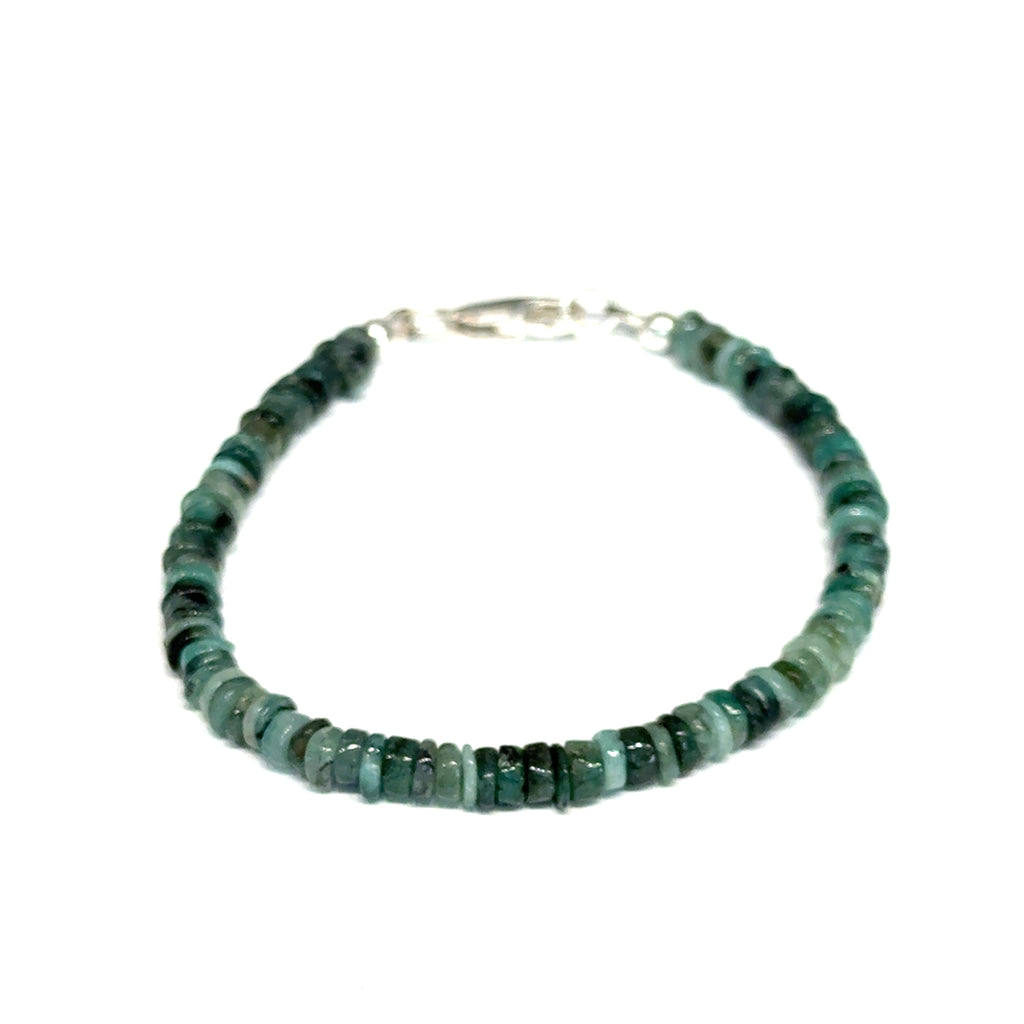 Genuine Emerald Bracelet on white center front overview
