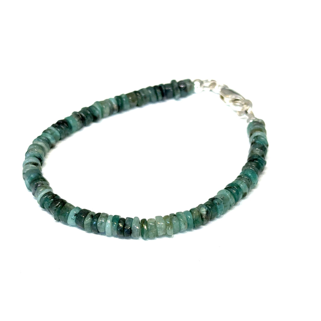 Genuine Emerald Bracelet on white center front view