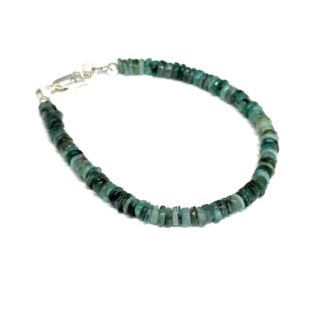 Genuine Emerald Bracelet on white left angle center overview