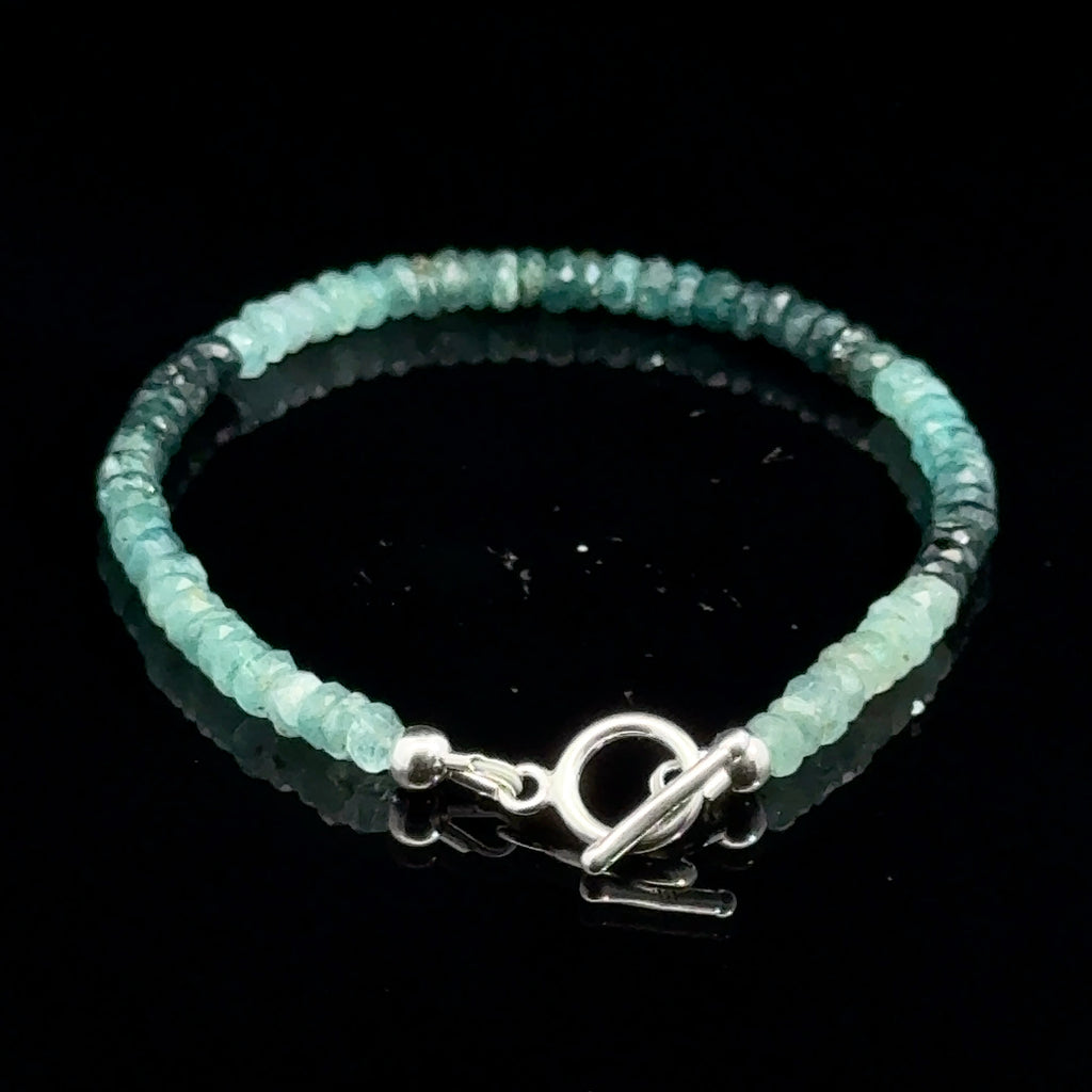 Genuine Grandidierite Gemstone Bracelet  on black  back overview