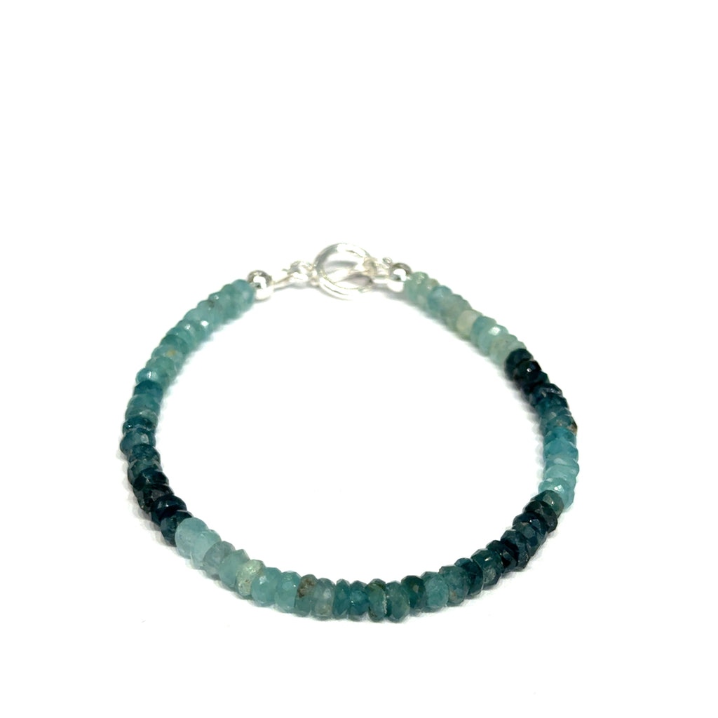 Genuine Grandidierite Gemstone Bracelet  on white center overview