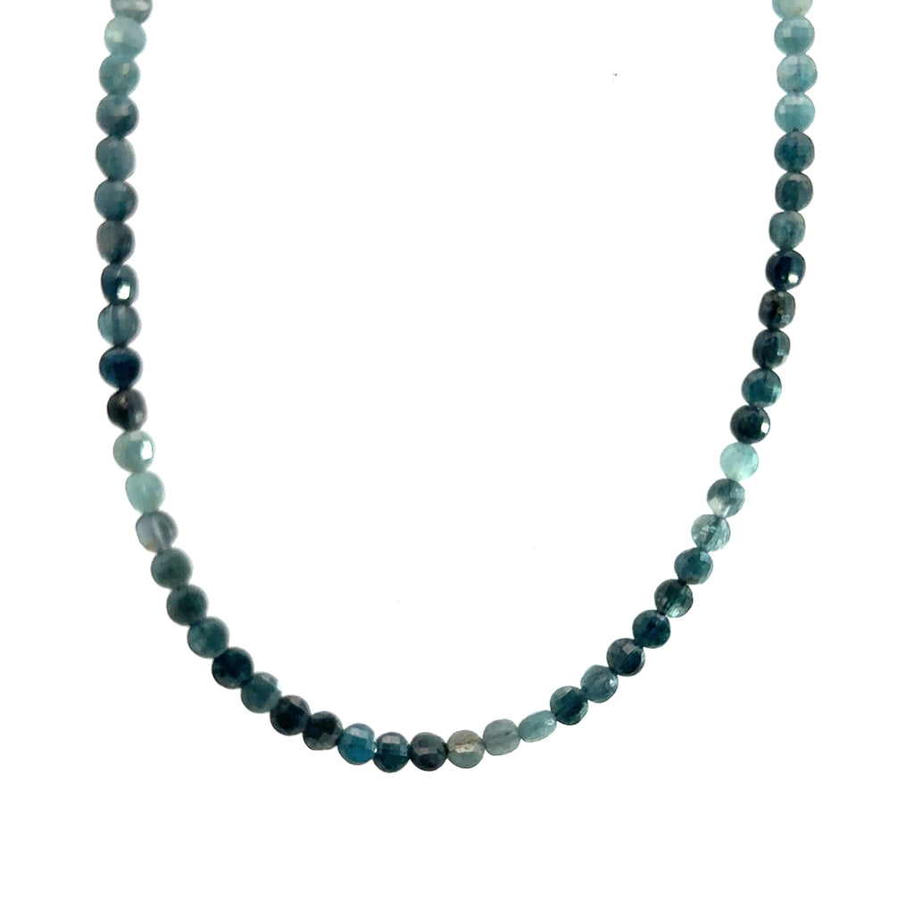 Genuine Grandidierite Gemstone Necklace on white up close overview