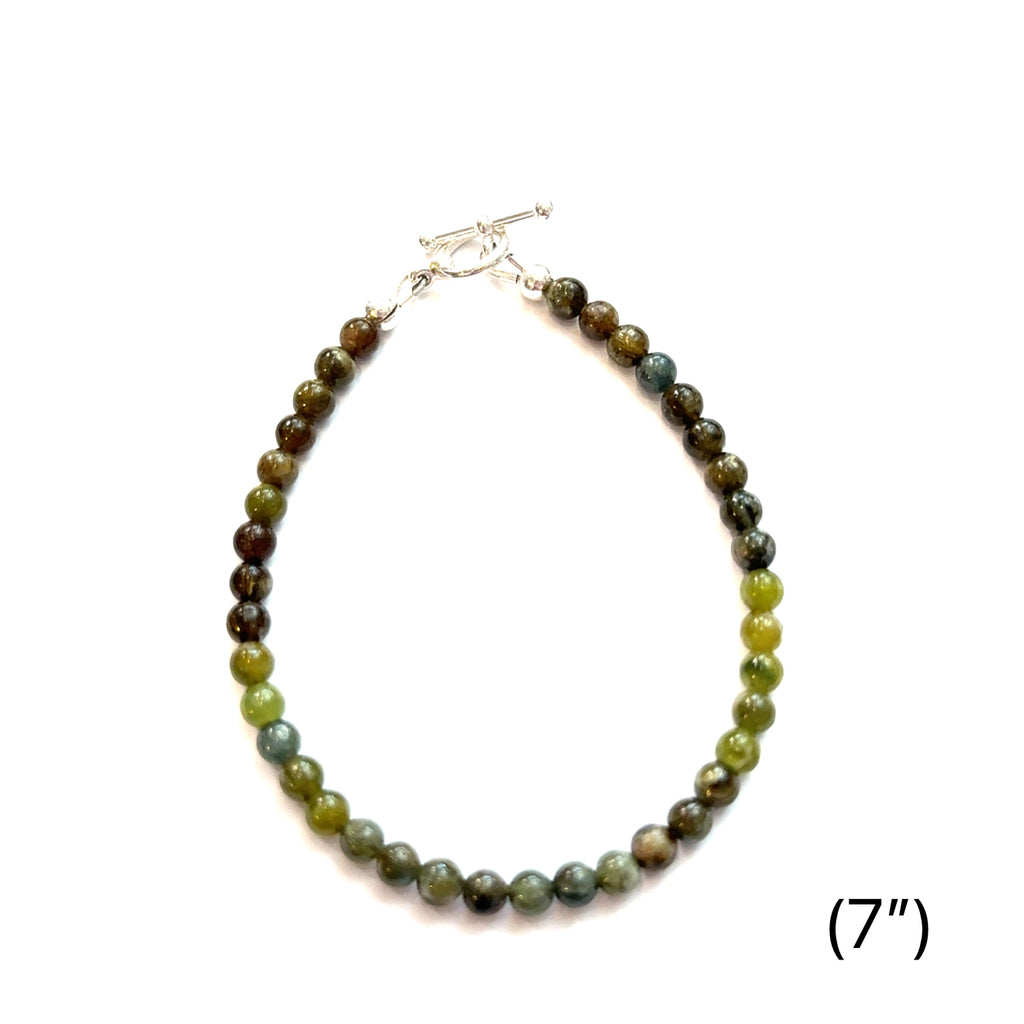 Genuine Watermelon Tourmaline Gemstone Bracelet on white 4mm 7''  B gemstone center overview