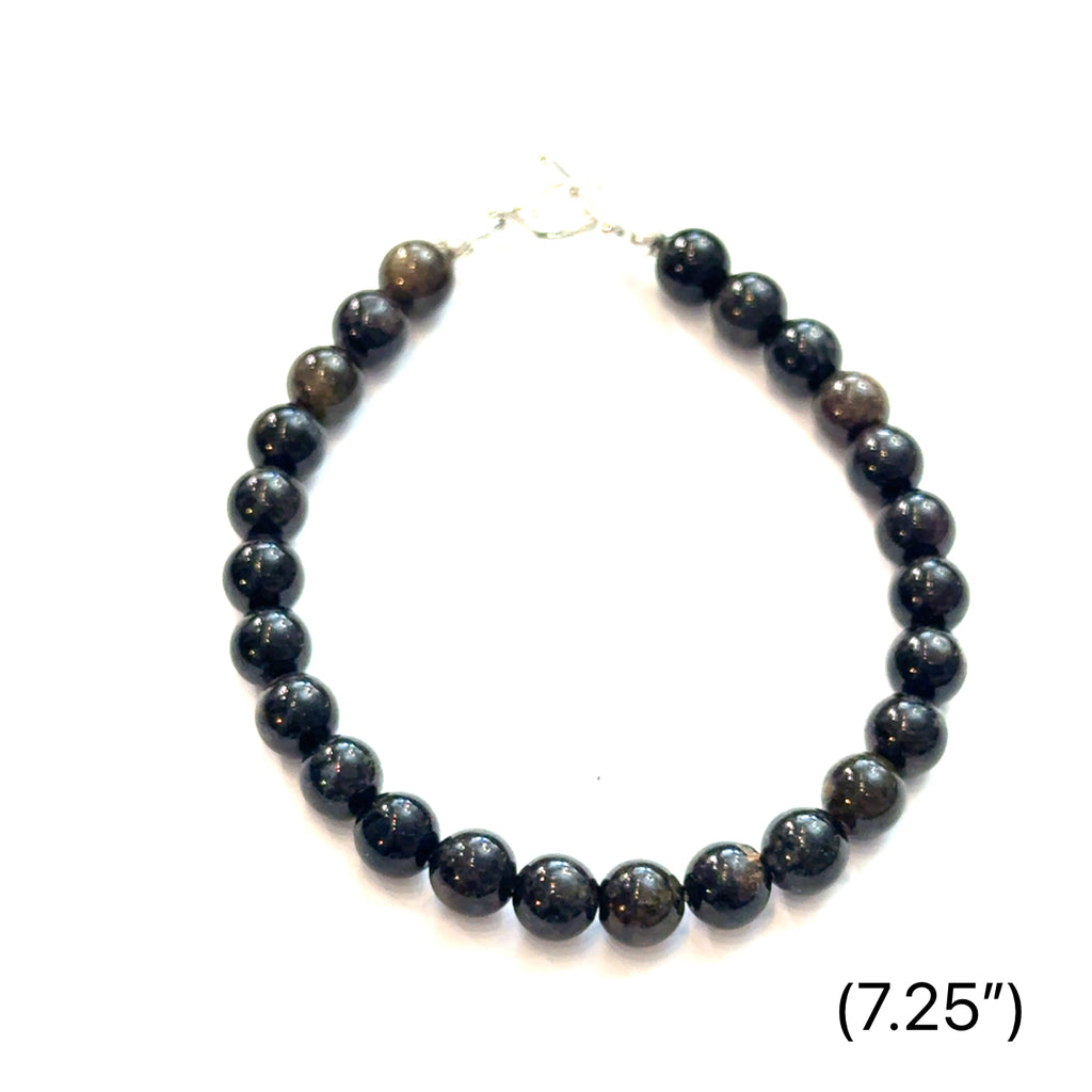 Genuine Watermelon Tourmaline Gemstone Bracelet on white 6mm 7.25'' gemstone center overview