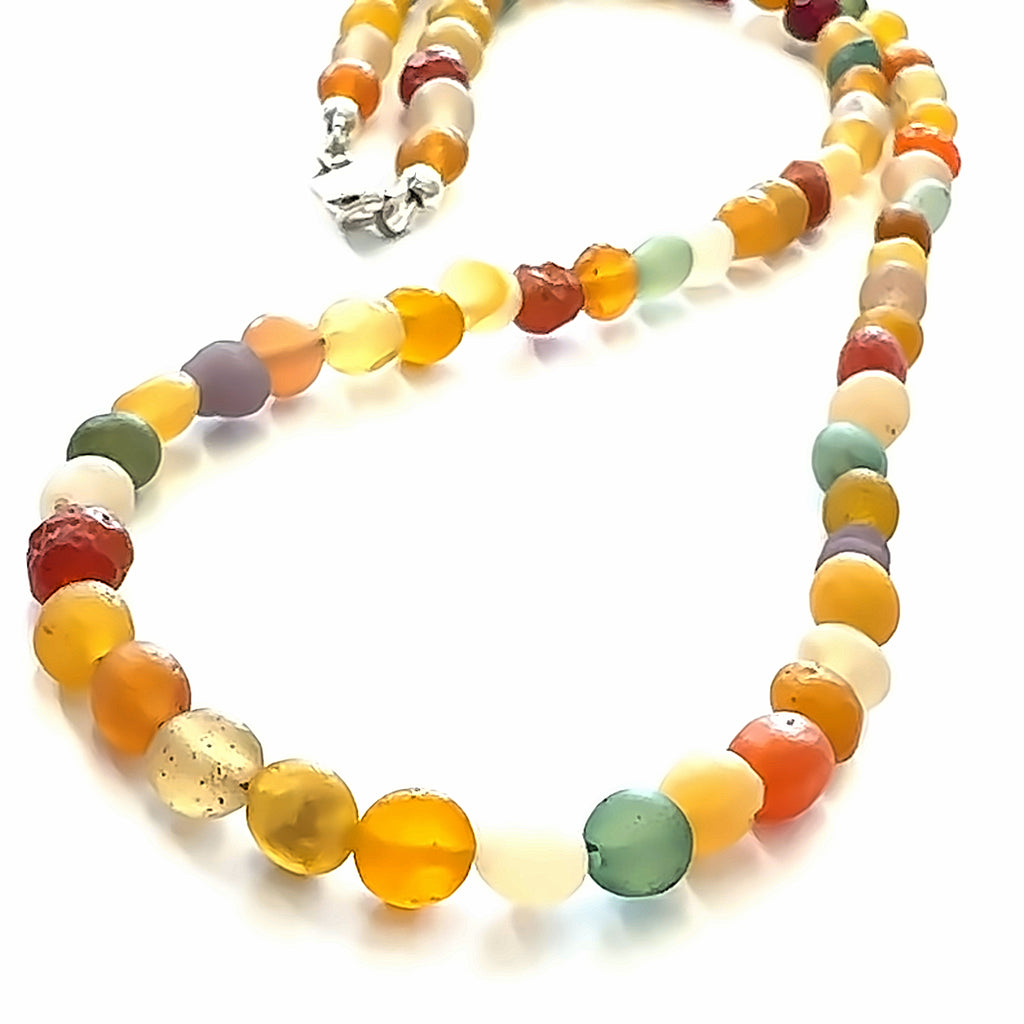 Gobi Agate Gemstone Necklace on white  long center overview