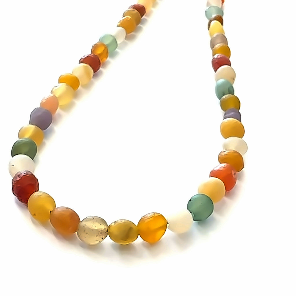 Gobi Agate Gemstone Necklace on white  long close up overview