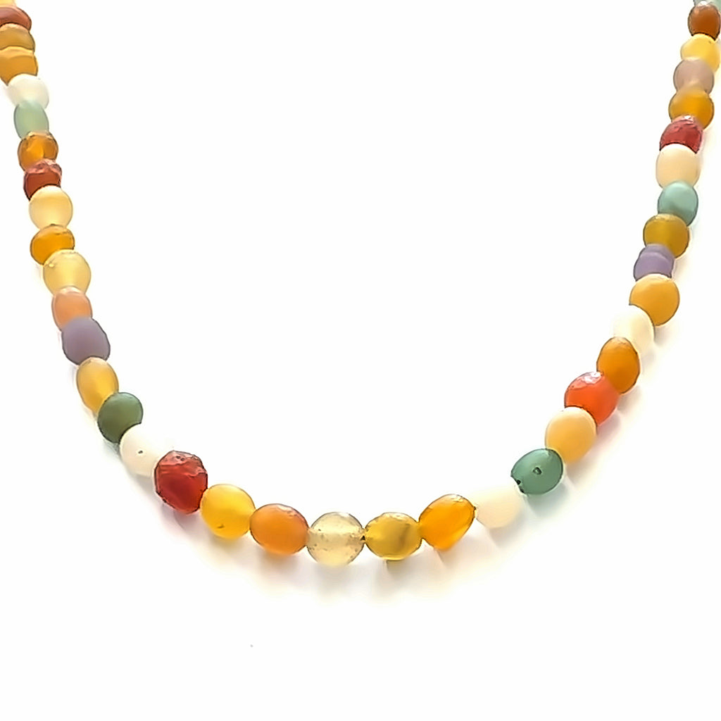Gobi Agate Gemstone Necklace on white  long hanging center overview