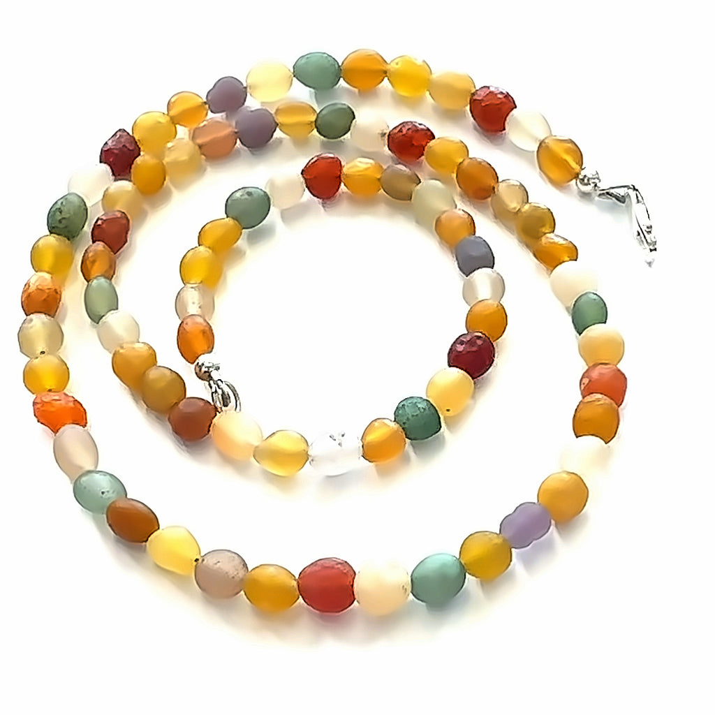 Gobi Agate Gemstone Necklace on white  spiral  top center overview