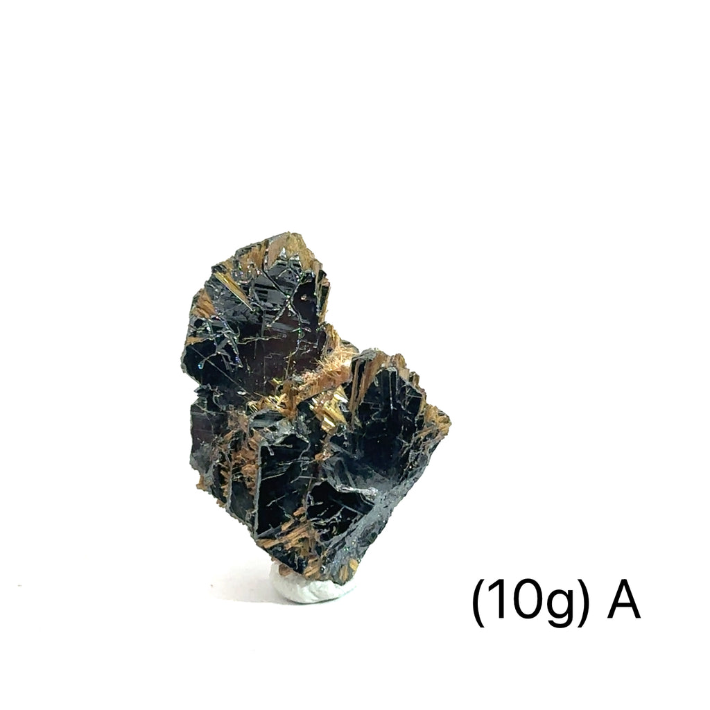 Golden Rutile with Hematite Raw Gemstone (10g)A on white overview