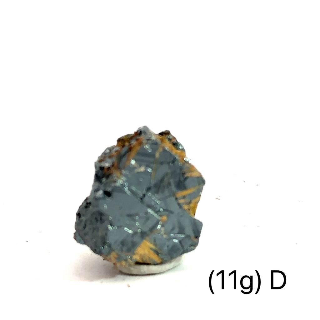 Golden Rutile with Hematite Raw Gemstone (11g ) D on white overview