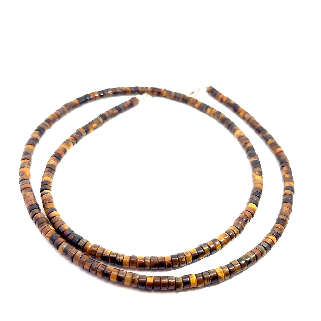 Golden Tiger Eye Gemstone Beaded  matching bracelet on white center  front spiral over view