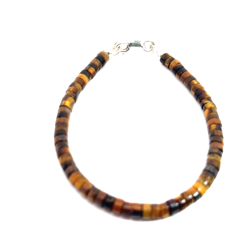 Golden Tiger Eye Gemstone Beaded  matching bracelet on white right center  over view