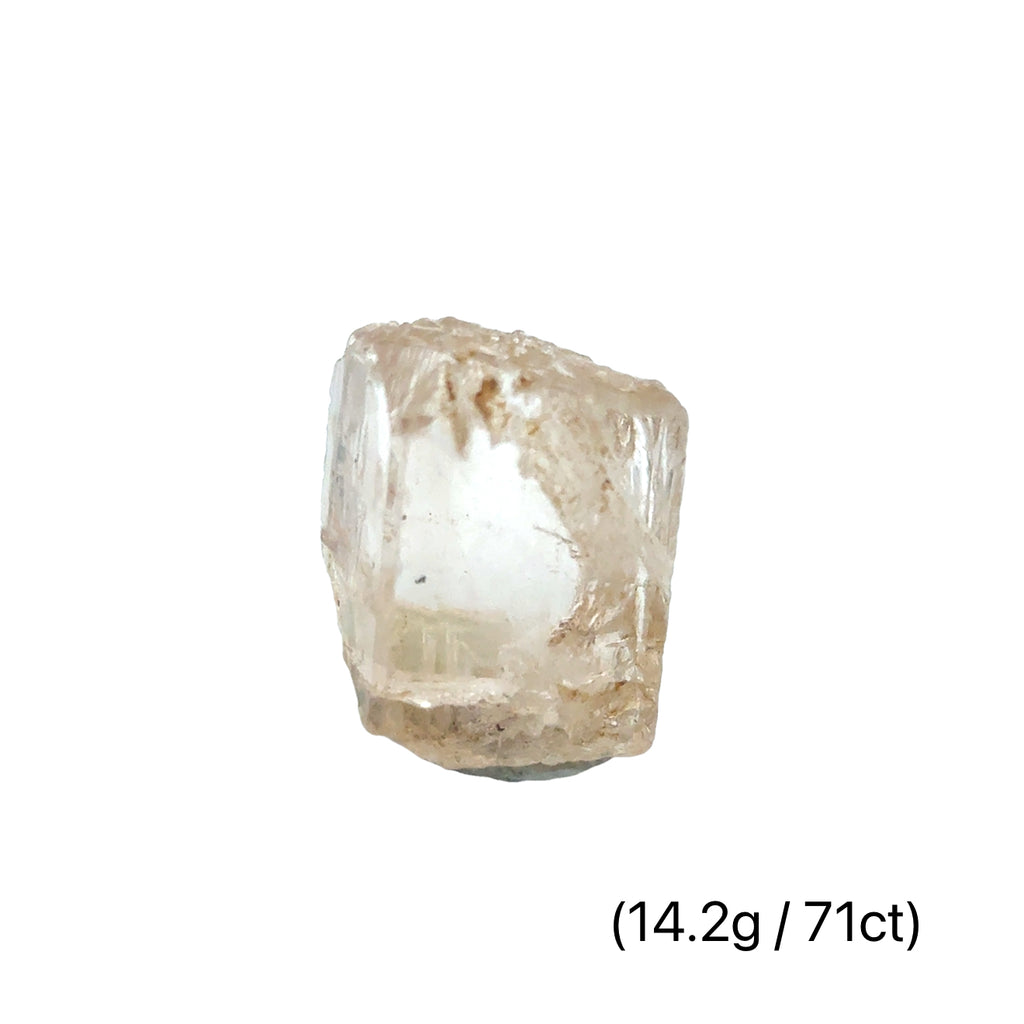Golden Topaz Gemstone 14.2g /71ct on white front view 