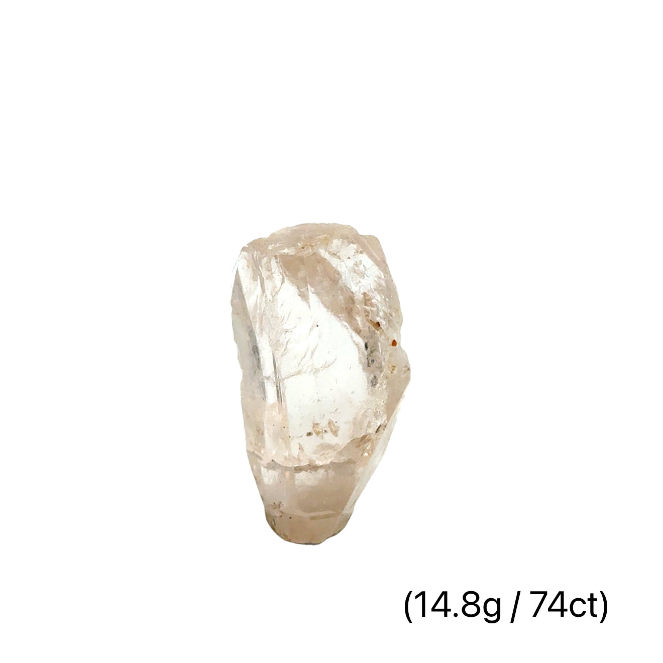 Golden Topaz Gemstone 14.8g /74ct on white front view 