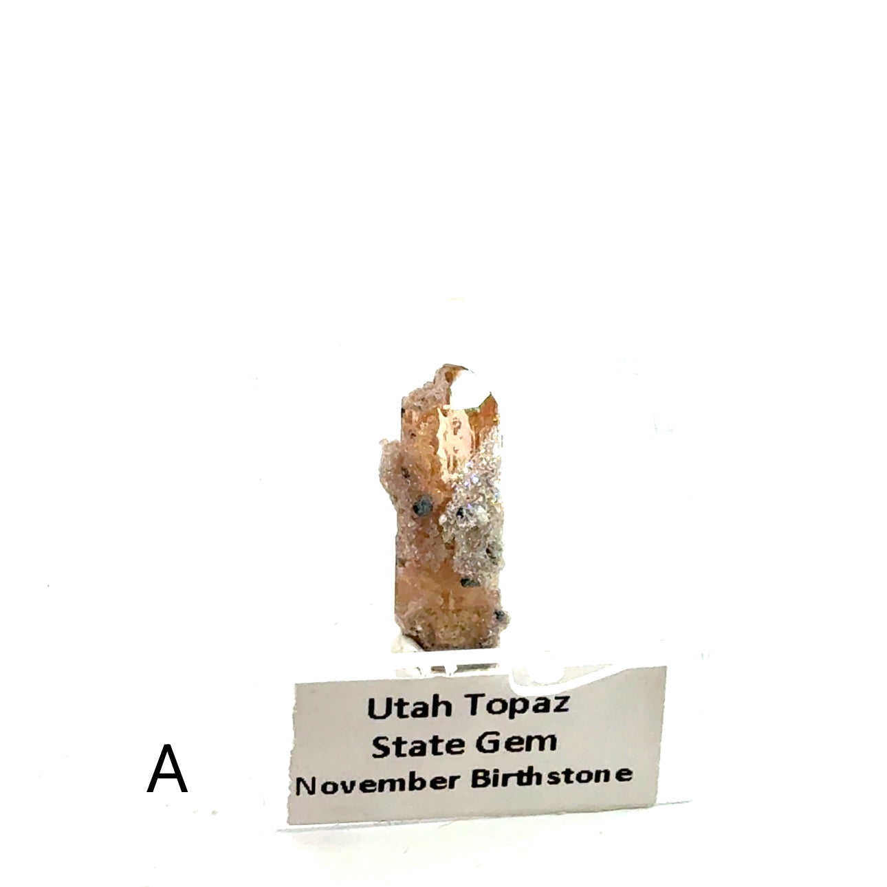 Golden Topaz Gemstone A on white front view