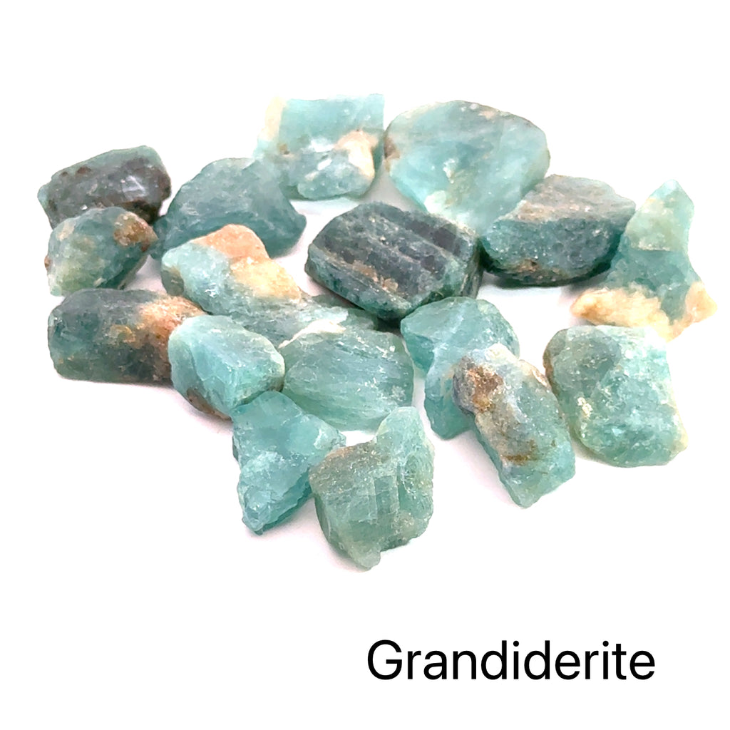 Grandidierite Raw Gemstone grouping front